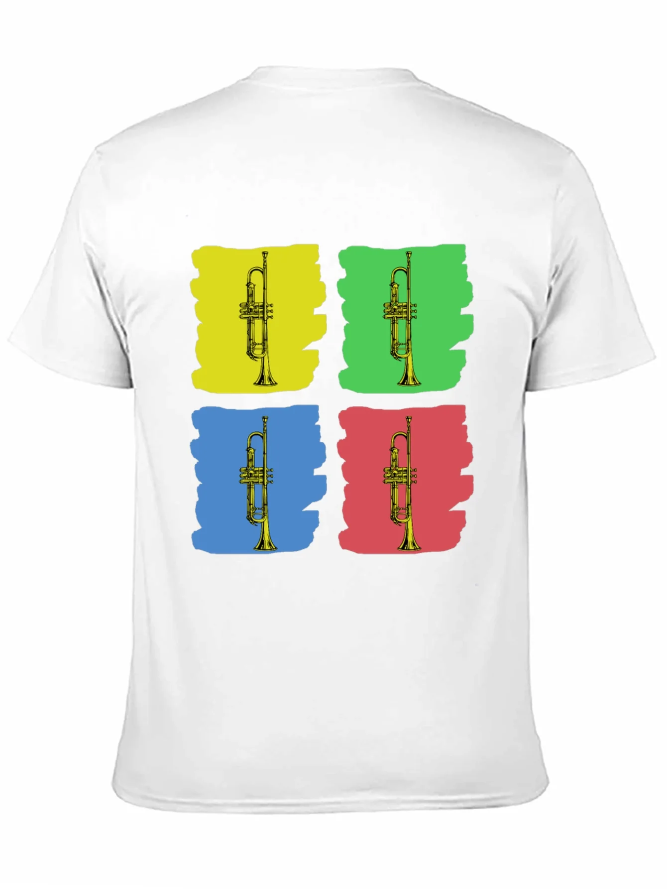 Camiseta Negra con Dise?o Trompetas Pop Art