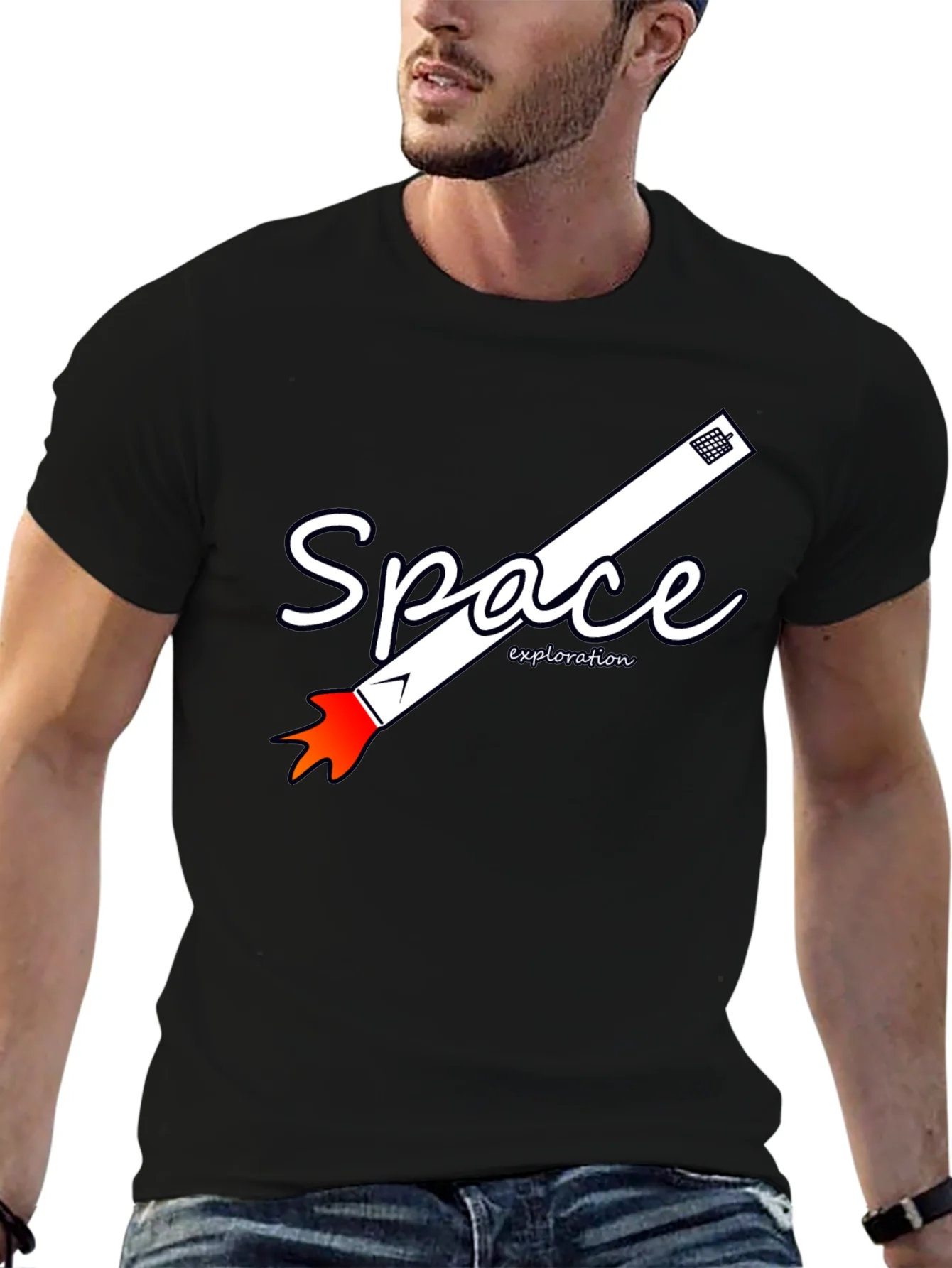 Camiseta Negra de Exploraci¨®n Espacial