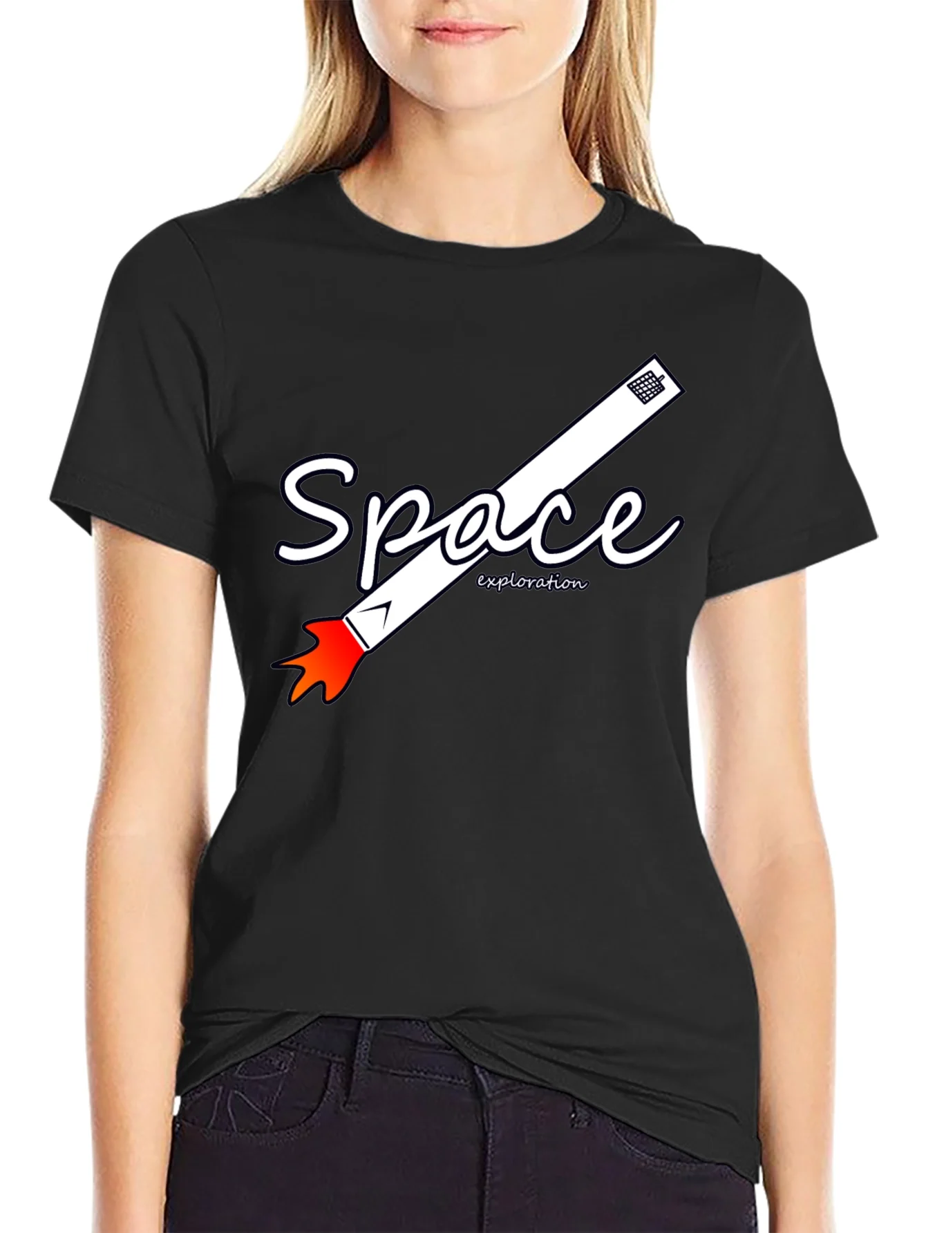 Camiseta Negra de Exploraci¨®n Espacial