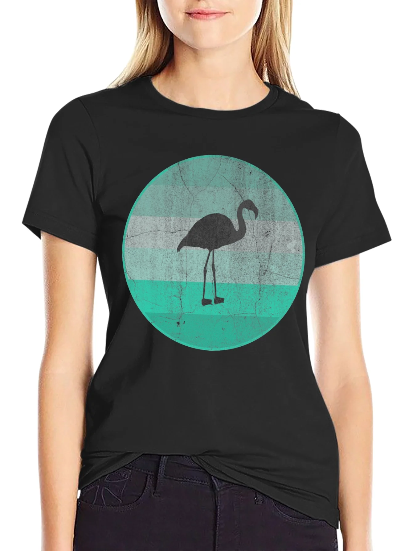 Camiseta Negra con Dise?o de Flamenco Retro