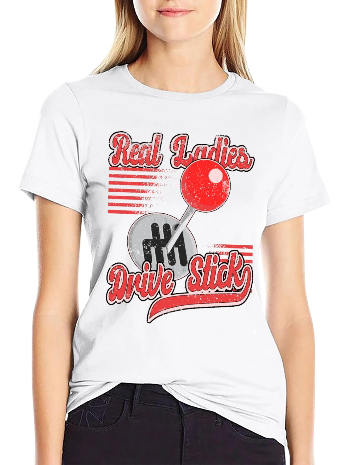 Rebbecca Real Ladies Drive Stick Graphic T-Shirt