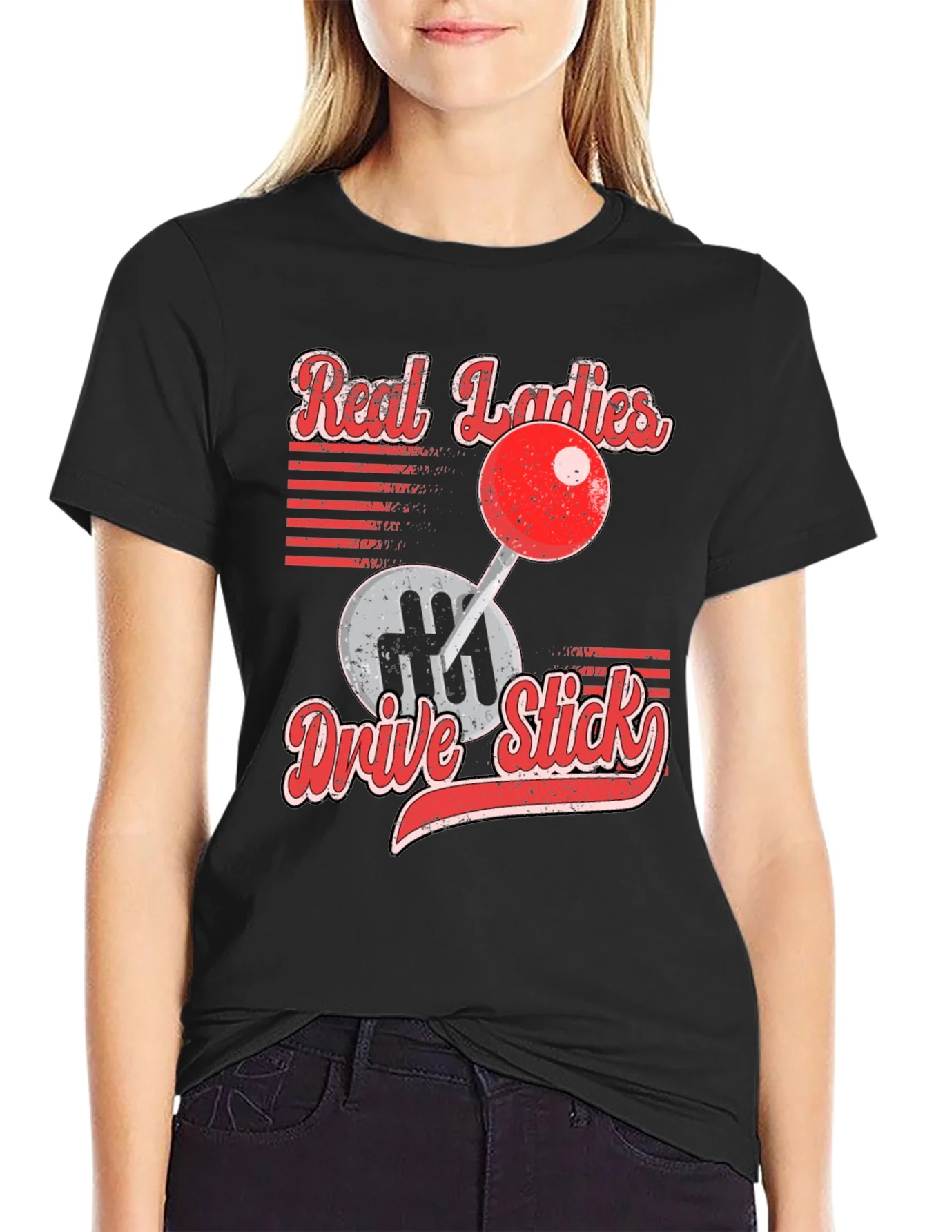 Rebbecca Real Ladies Drive Stick Graphic T-Shirt