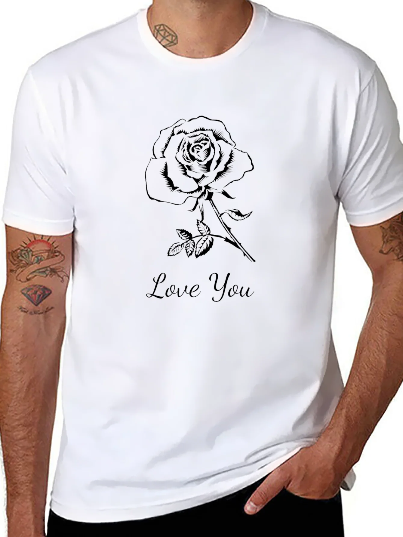 Rebbecca Mens Black Rose Love You Graphic Tee