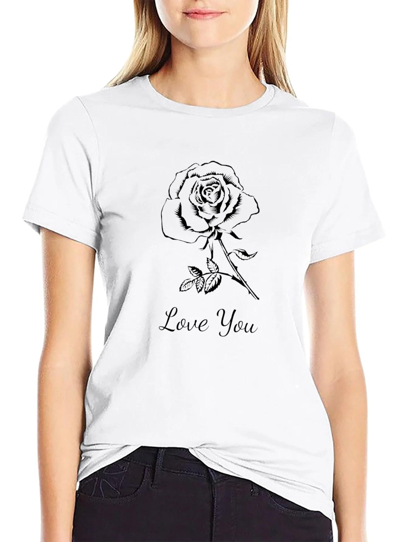 Rebbecca Mens Black Rose Love You Graphic Tee