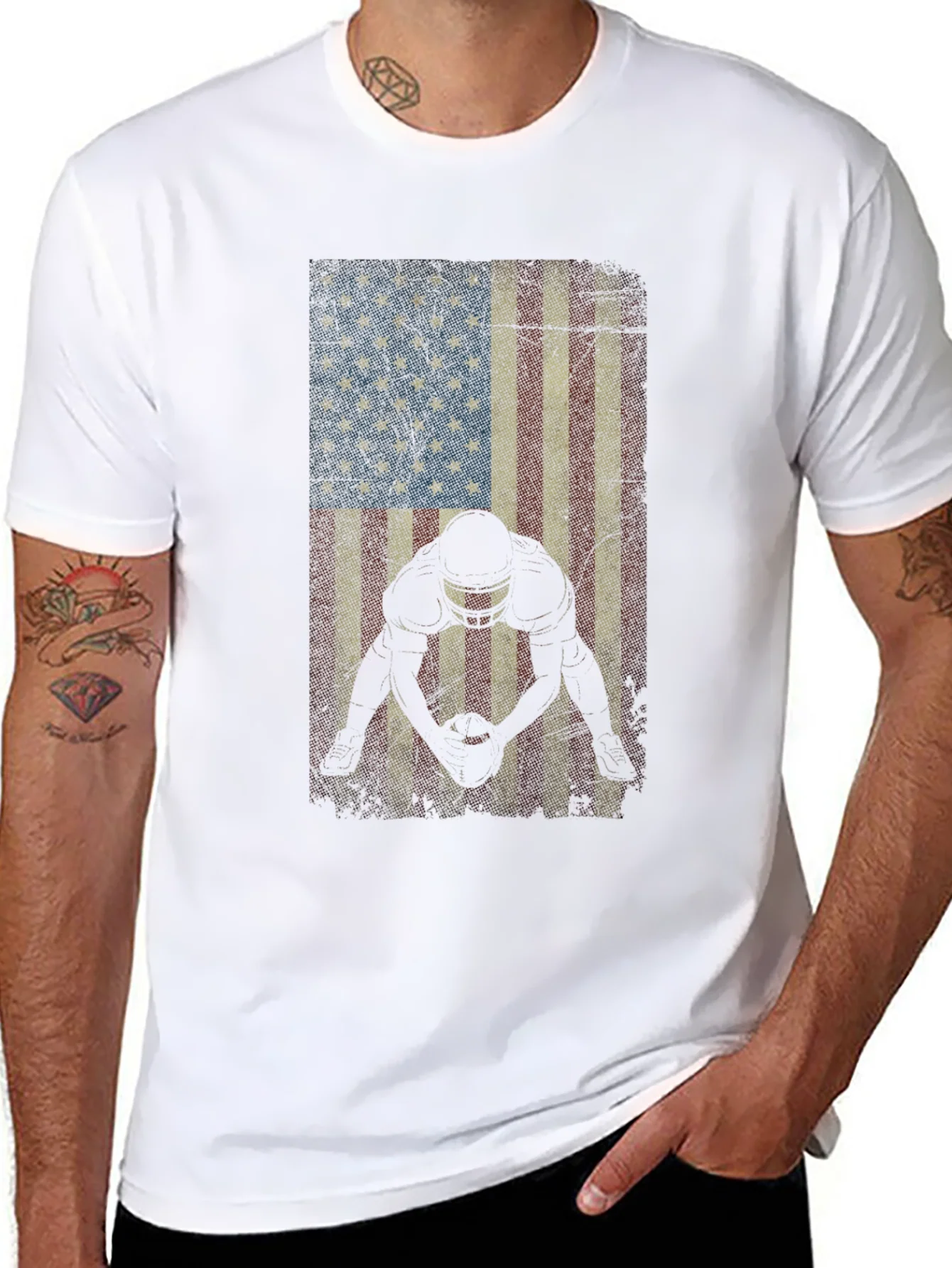 Rebbecca American Football Flag Graphic T-Shirt