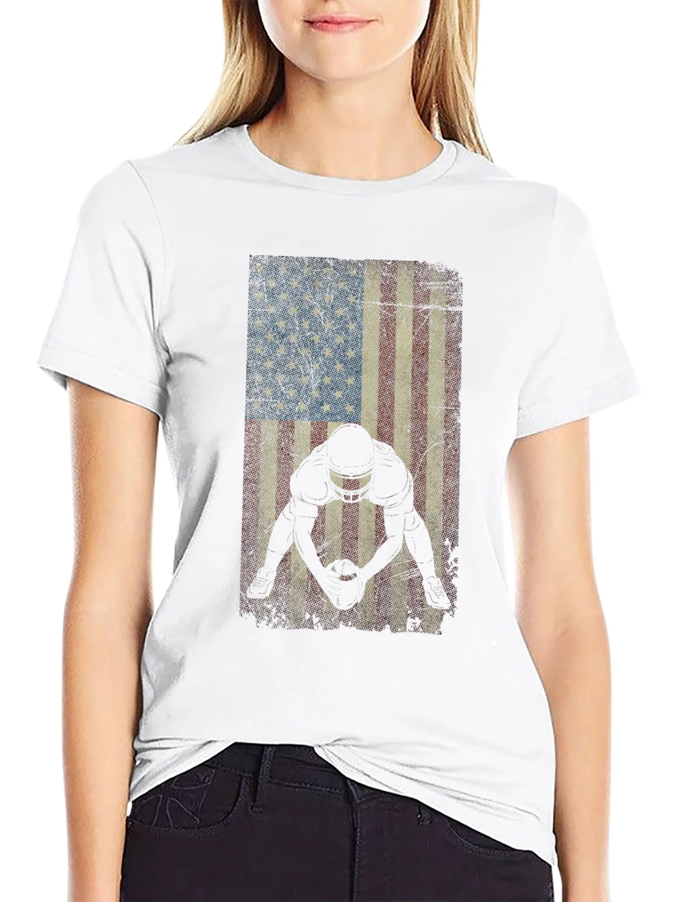 Rebbecca American Football Flag Graphic T-Shirt