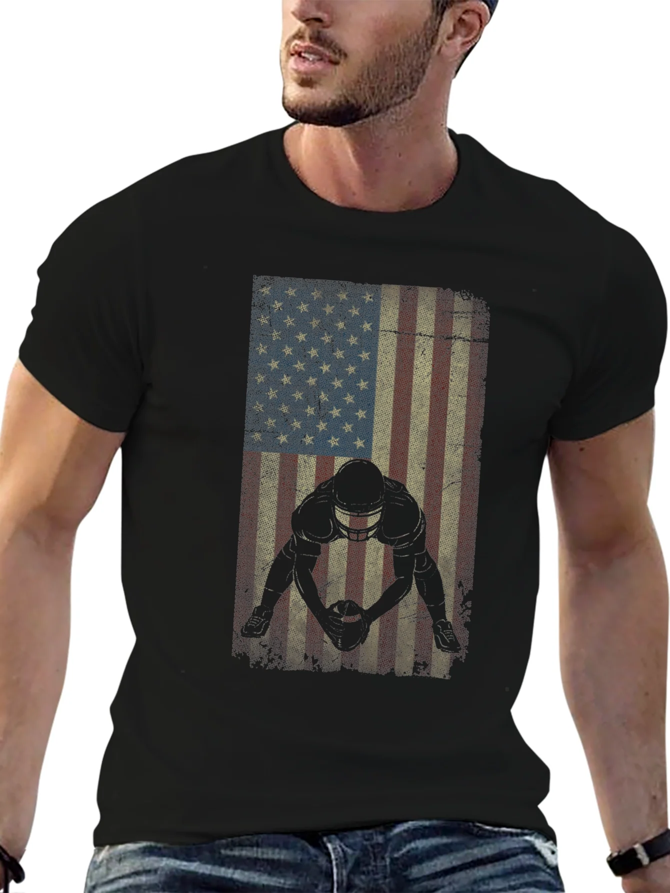 Rebbecca American Football Flag Graphic T-Shirt