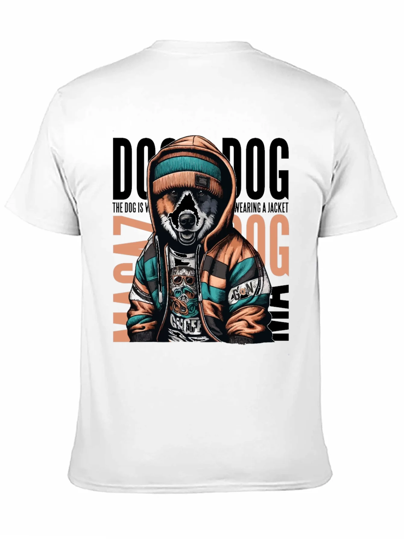Camiseta Negra con Dise?o de Perro Urbano