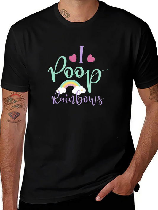 Rebbecca I Poop Rainbows Graphic Tee - Black Crew Neck