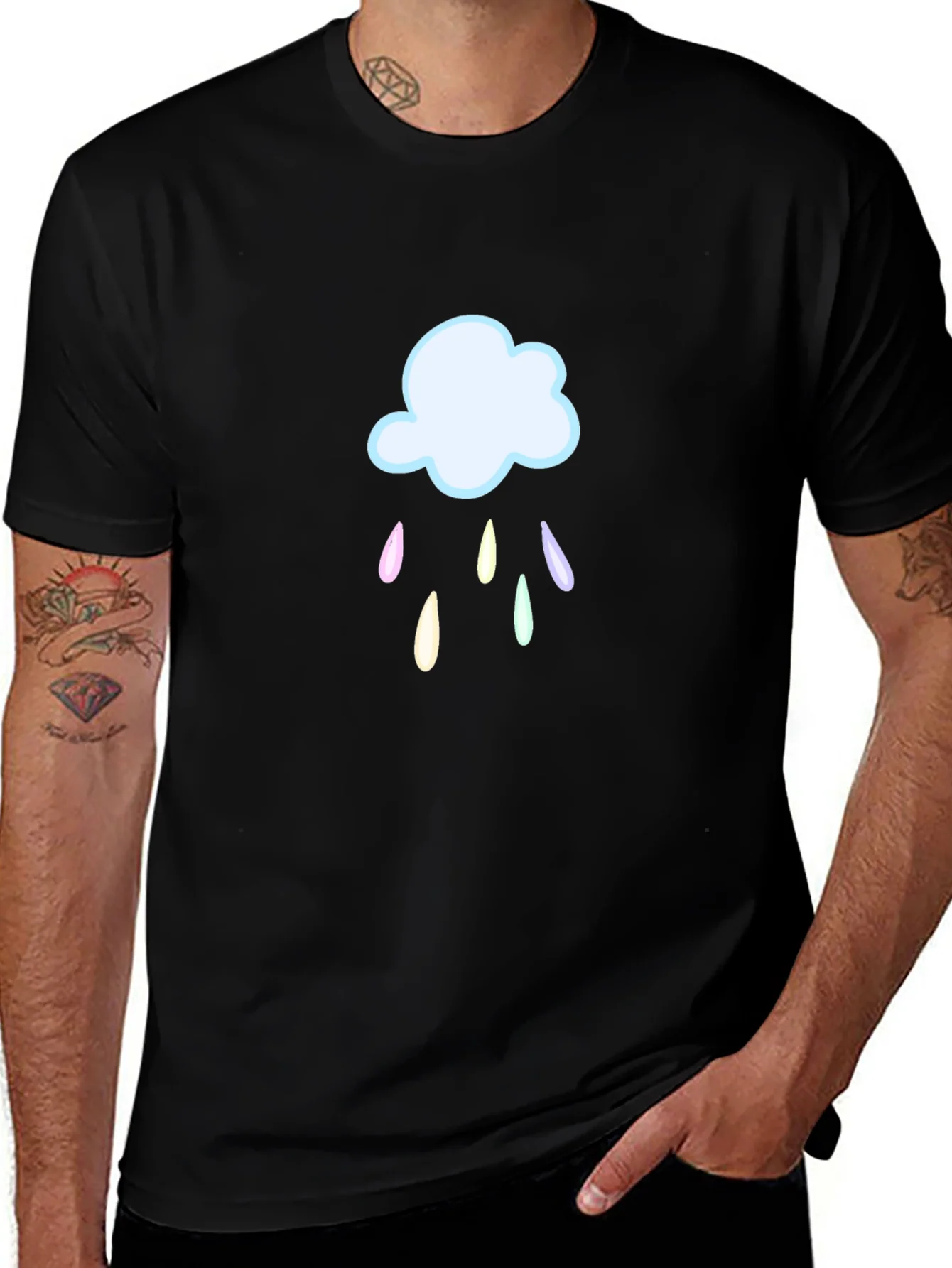 Rebbecca Rainy Cloud Graphic T-Shirt - Black Cotton Tee