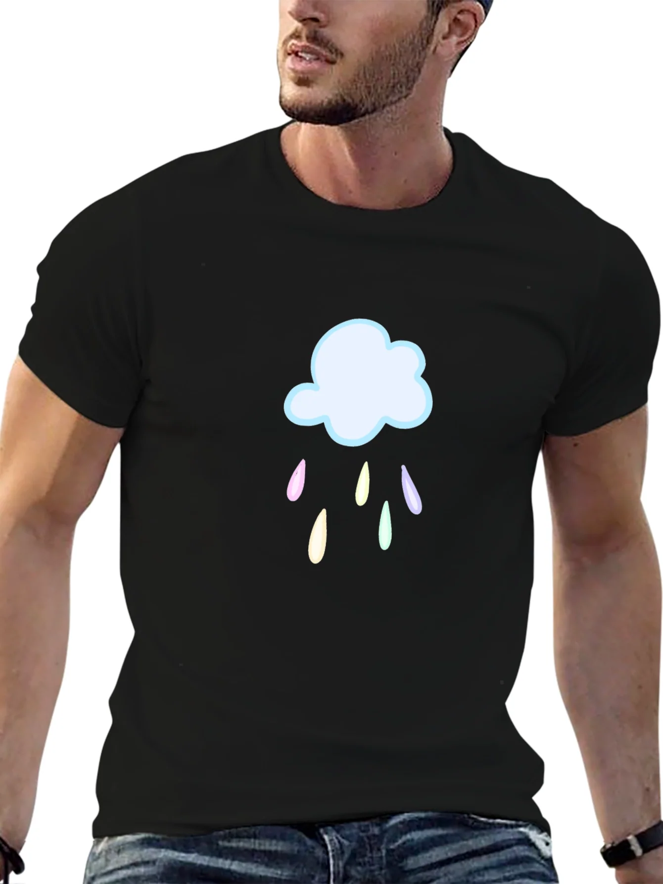 Rebbecca Rainy Cloud Graphic T-Shirt - Black Cotton Tee