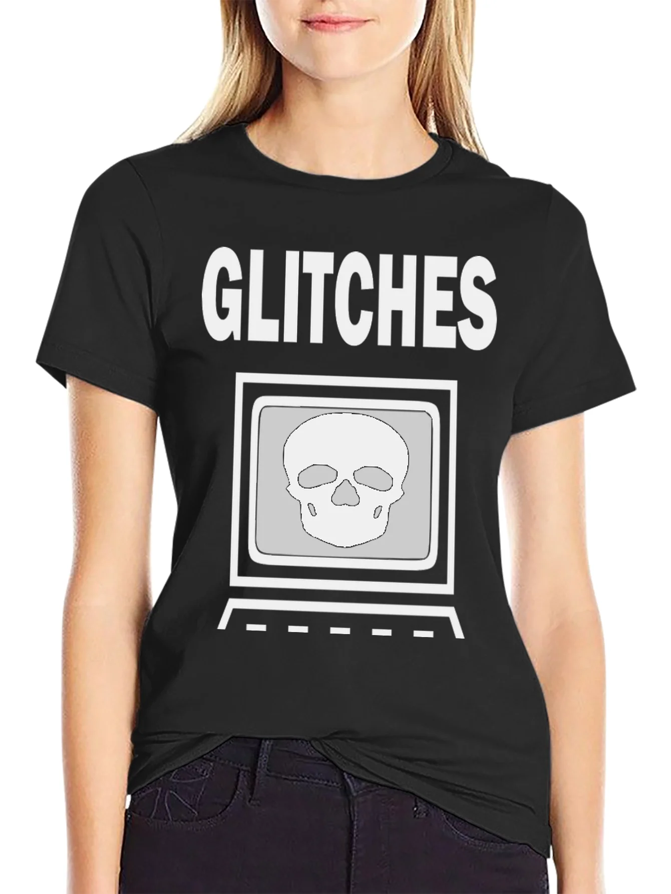 Rebbecca Glitch Skull Graphic Tee - Modern Streetwear Shirt