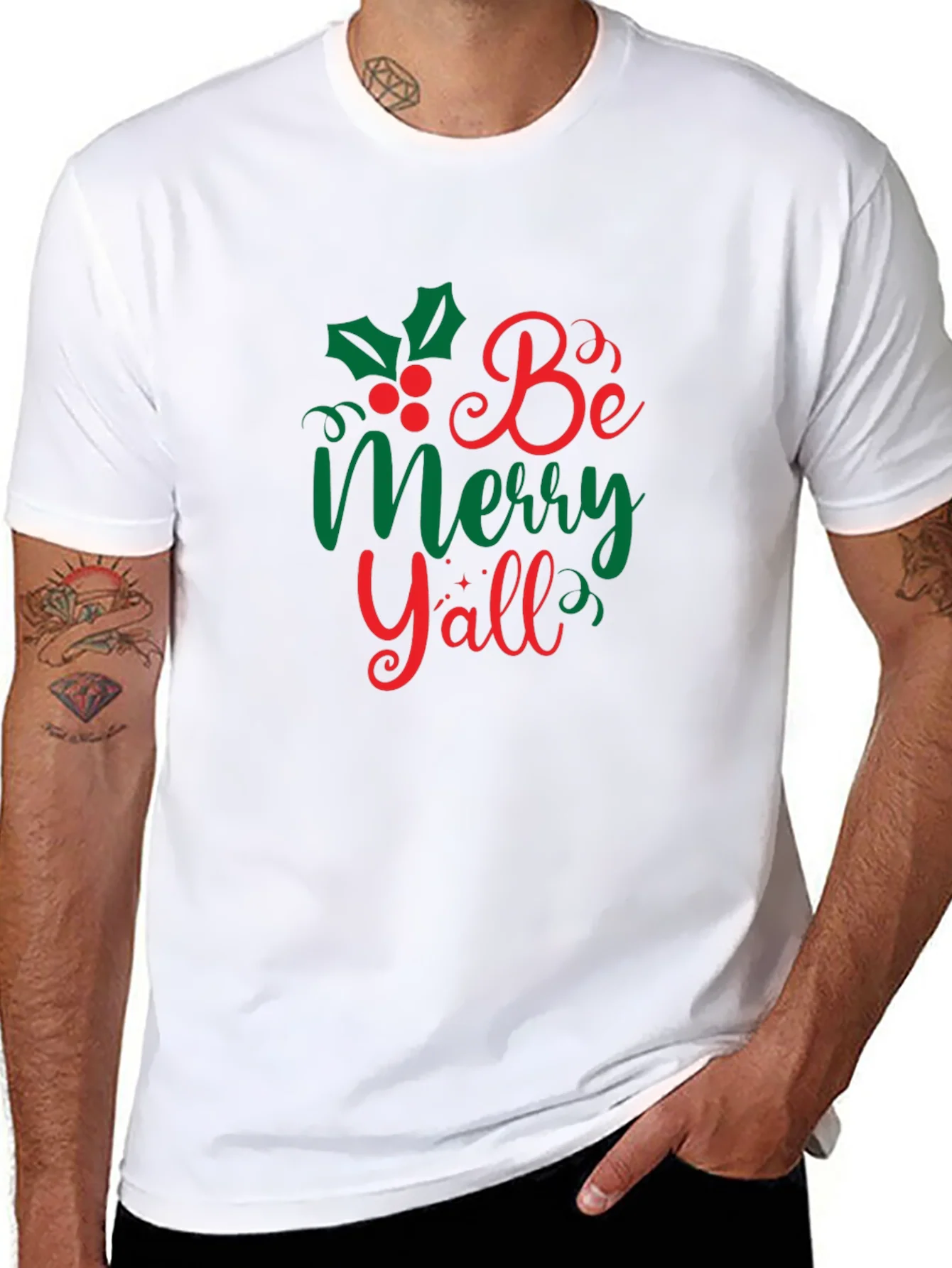 Camiseta Navide?a Negra Be Merry Yall