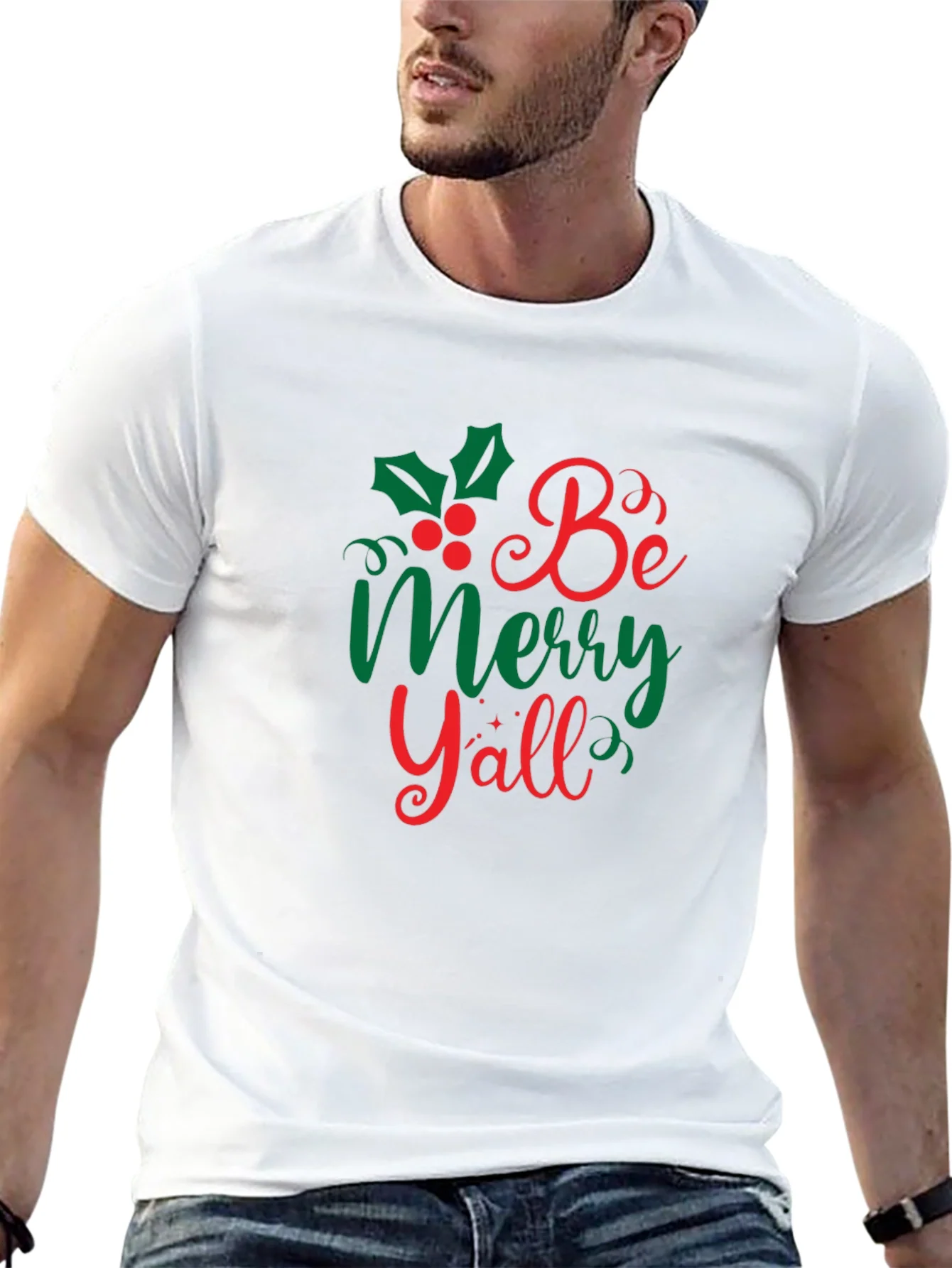 Camiseta Navide?a Negra Be Merry Yall