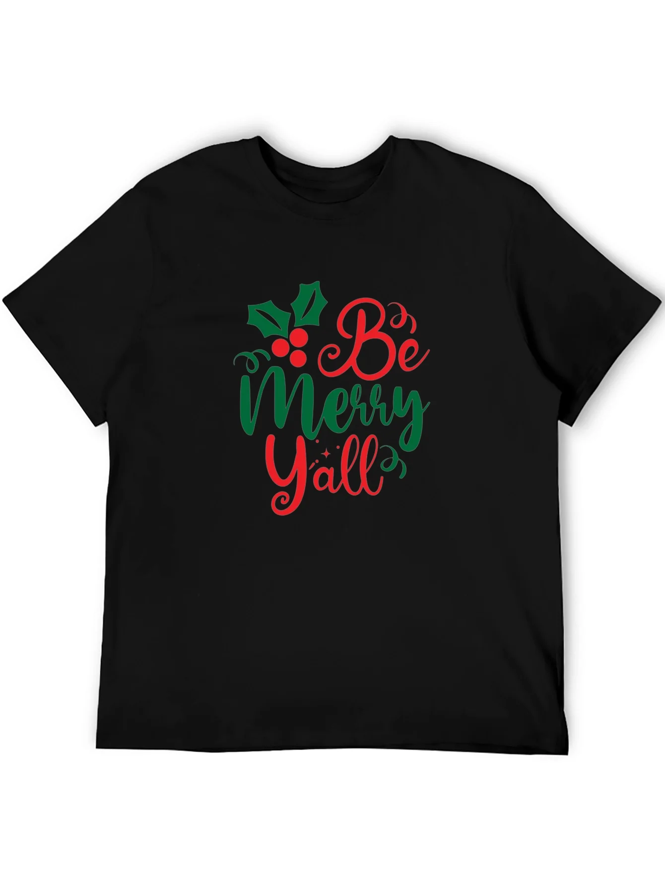 Camiseta Navide?a Negra Be Merry Yall