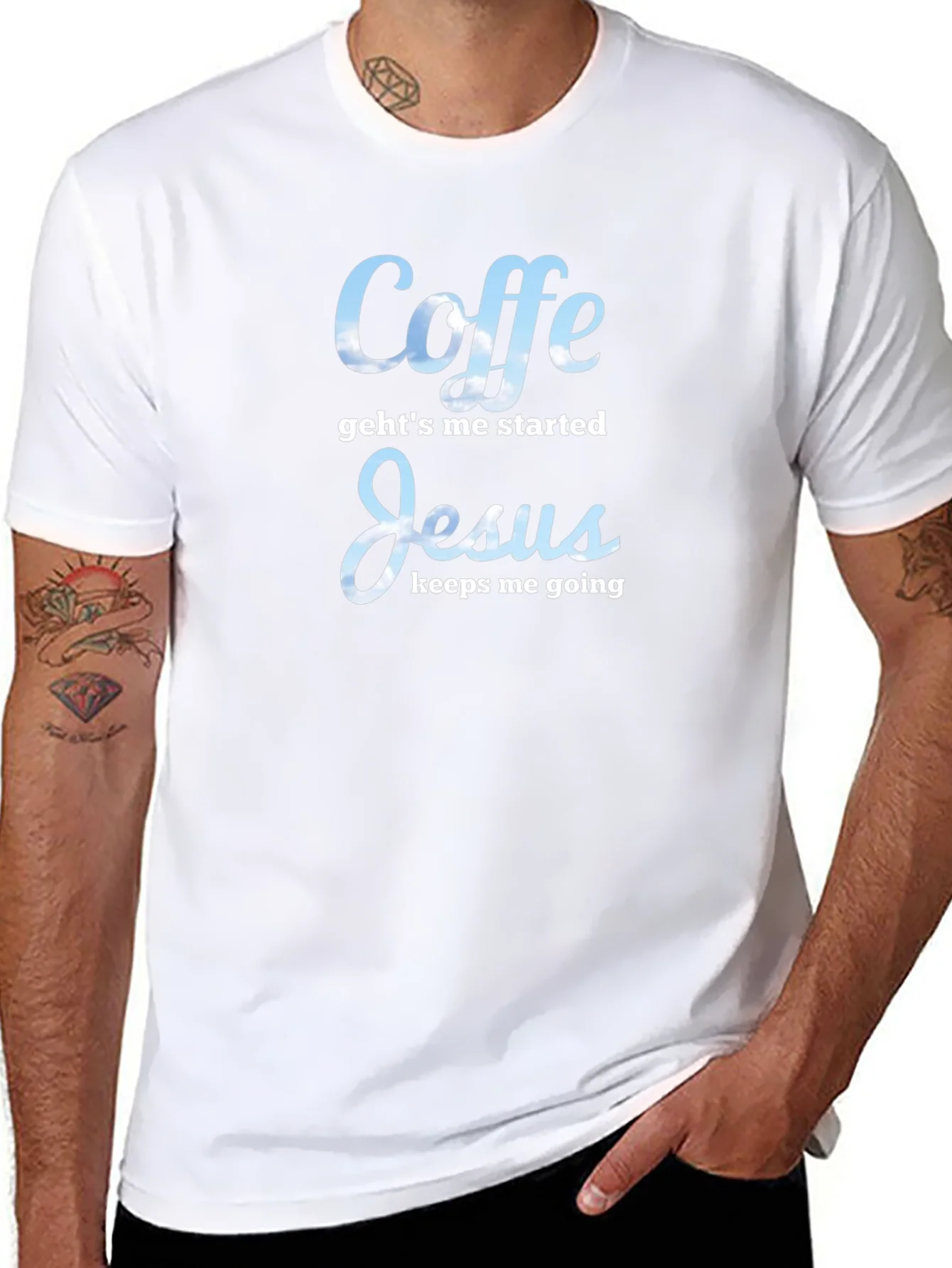 Camiseta Negra: Caf¨¦ me empieza Jes¨²s me mantiene