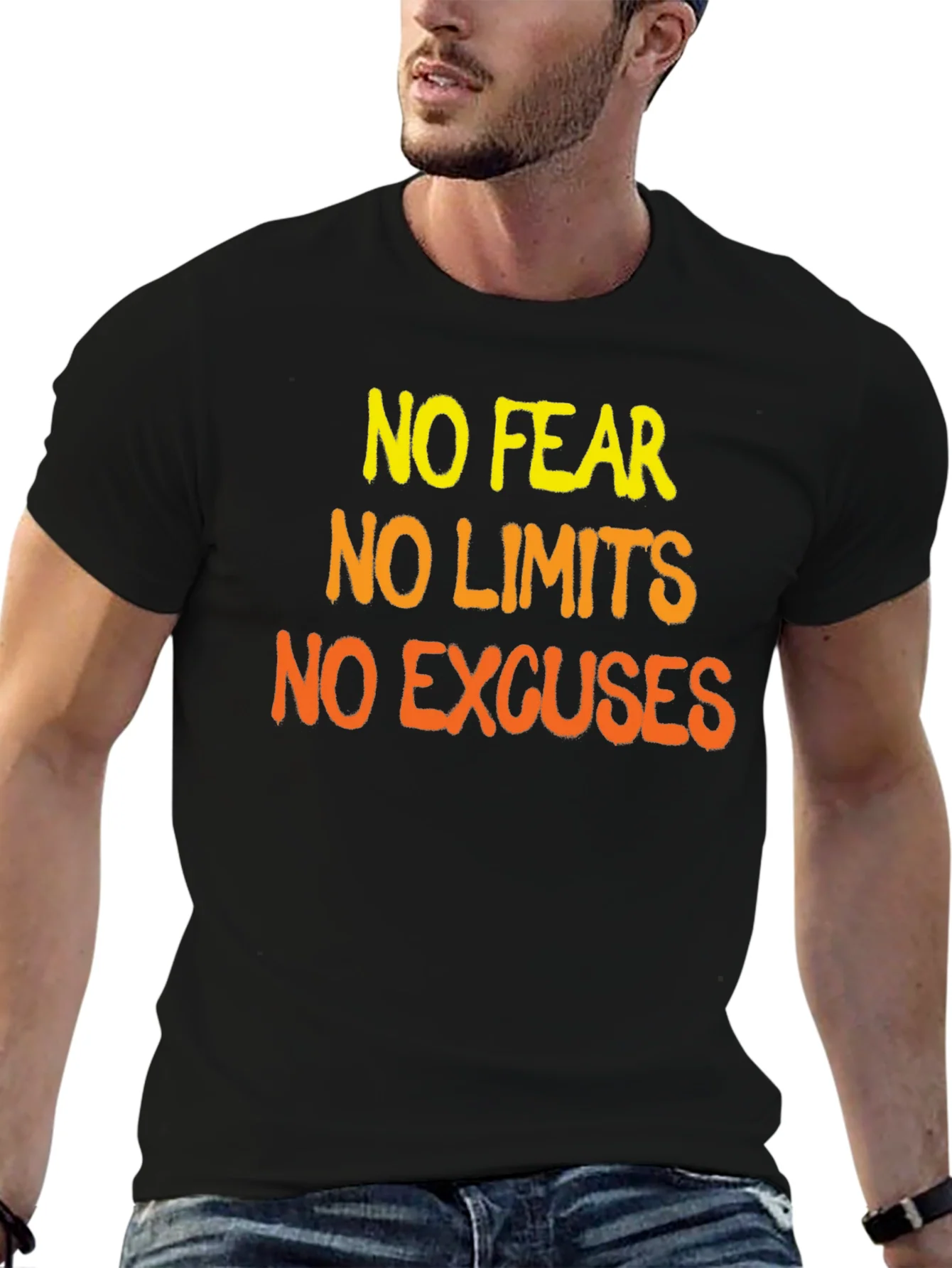 Camiseta Negra Motivacional: Sin Miedo L¨ªmites ni Excusas