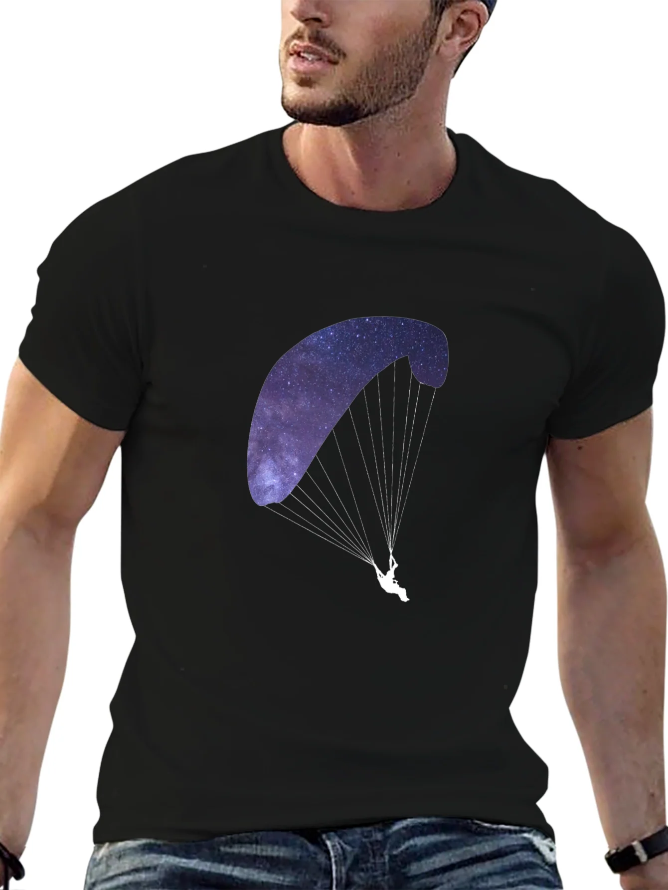 Camiseta Negra con Dise?o de Parapente Estelar
