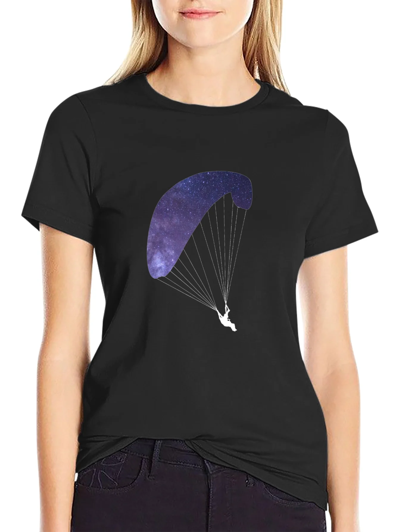 Camiseta Negra con Dise?o de Parapente Estelar