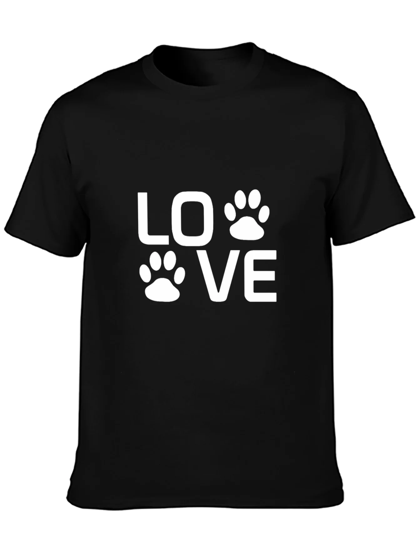 Camiseta Negra Love con Huellas de Mascotas