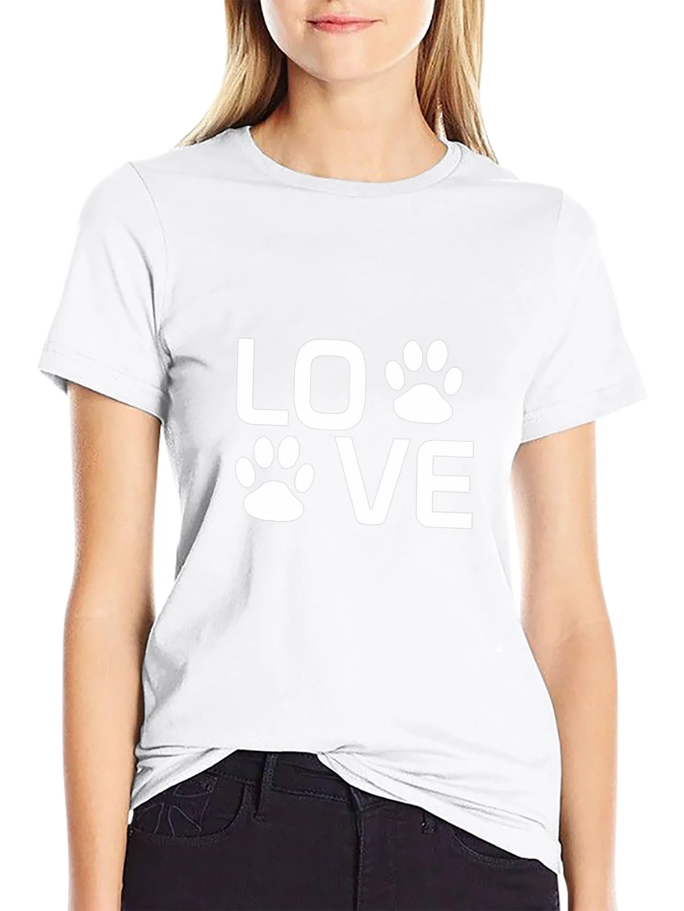 Camiseta Negra Love con Huellas de Mascotas