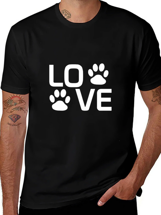 Camiseta Negra Love con Huellas de Mascotas