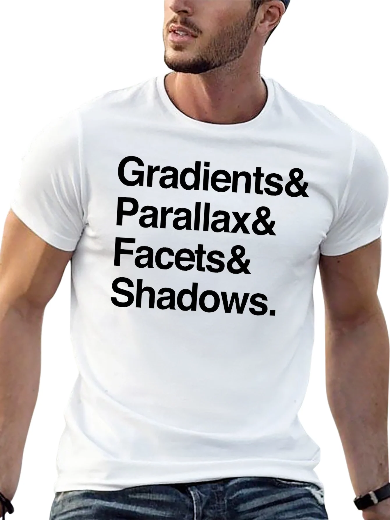 Rebbecca Gradients Parallax Facets & Shadows Black T-Shirt