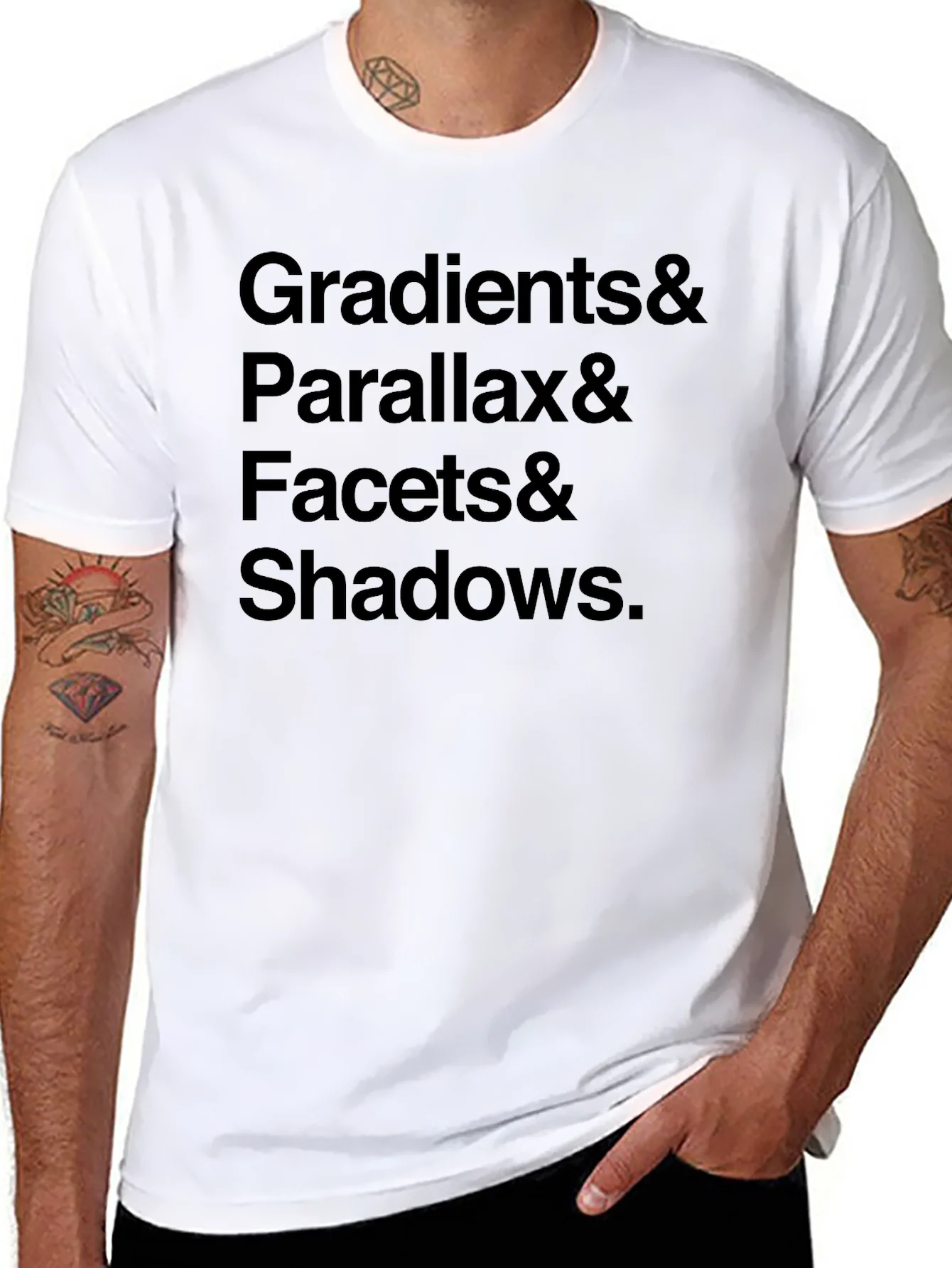 Rebbecca Gradients Parallax Facets & Shadows Black T-Shirt