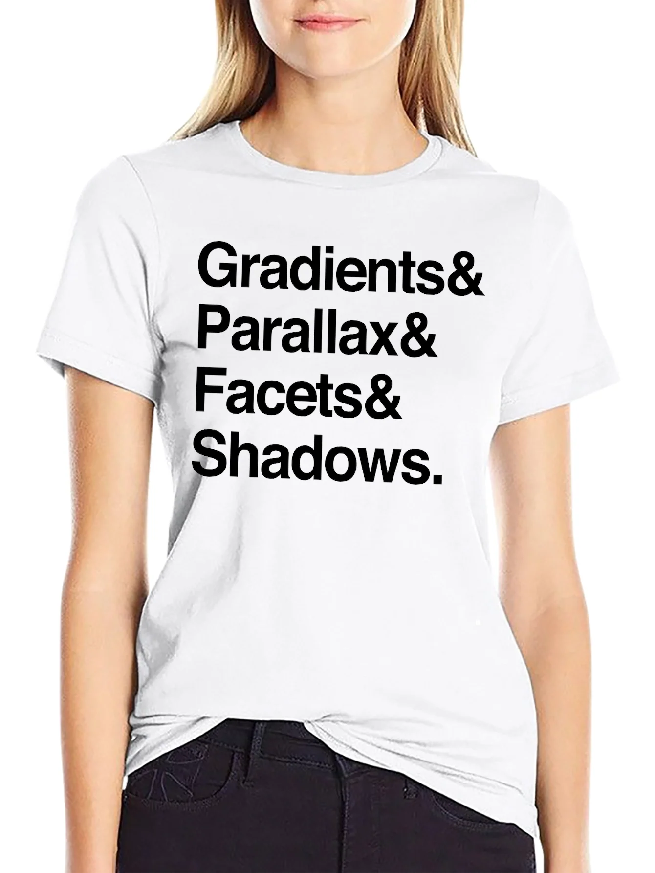 Rebbecca Gradients Parallax Facets & Shadows Black T-Shirt