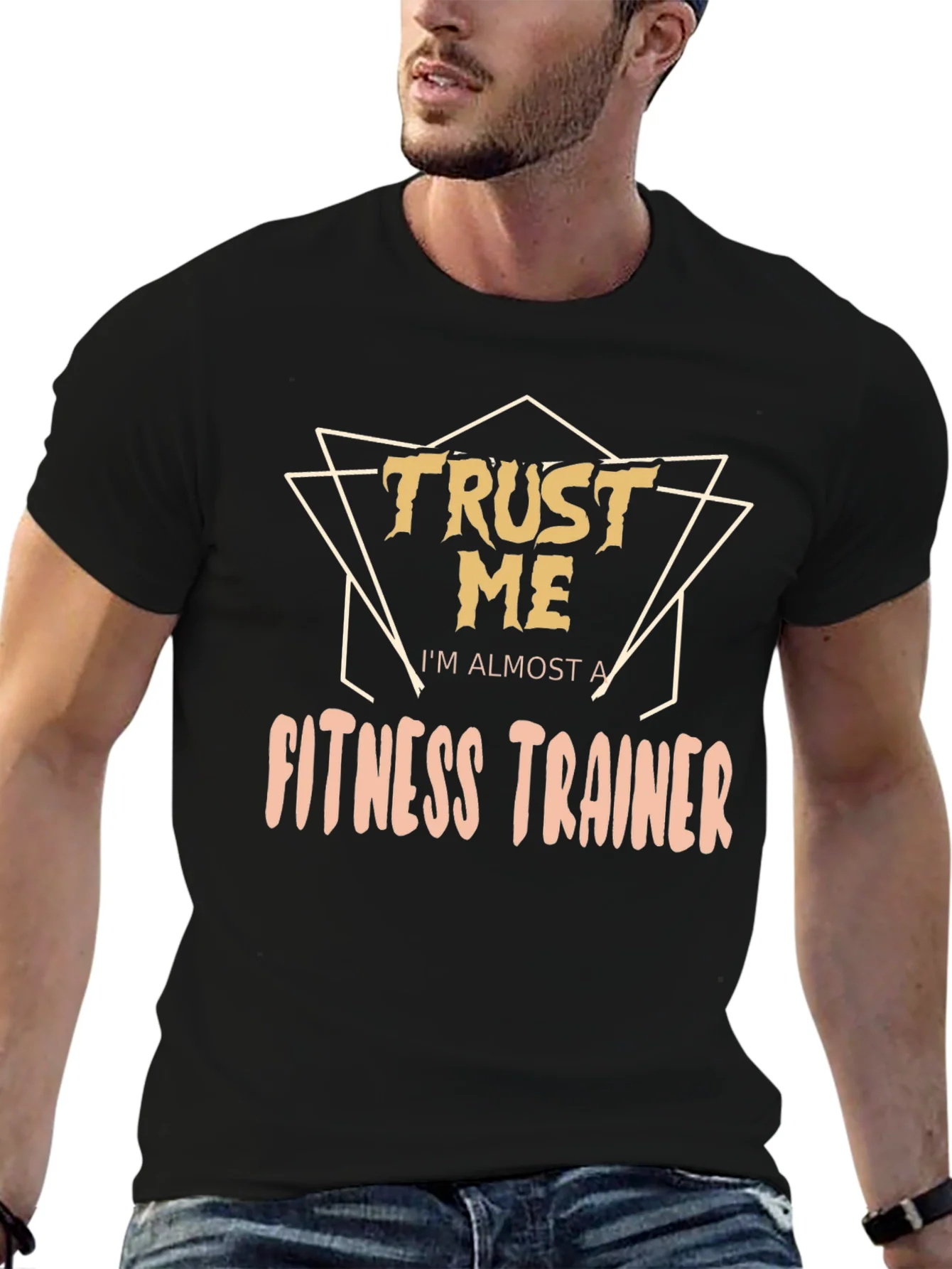Camiseta Negra Divertida: Casi Entrenador Personal