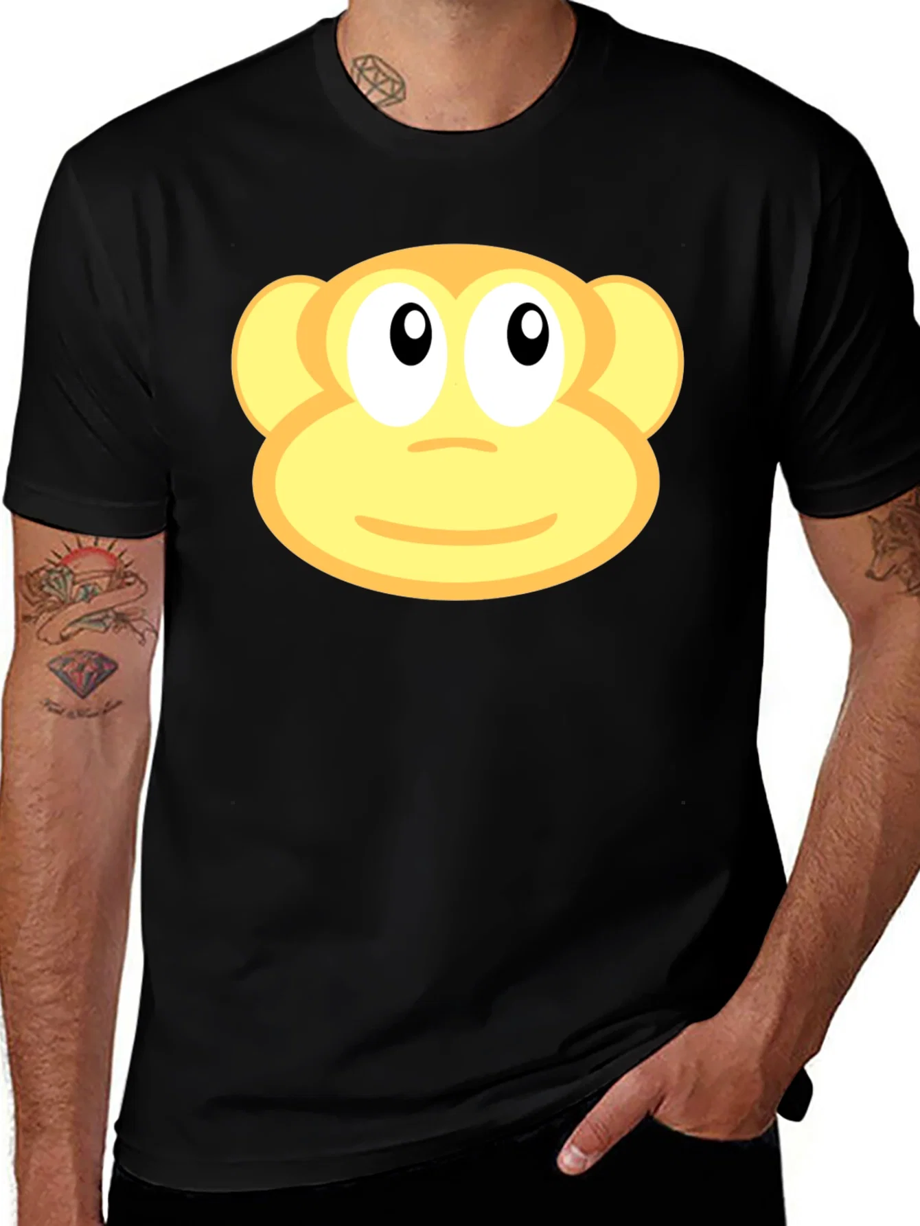 Rebbecca Monkey Face Graphic Black T-Shirt