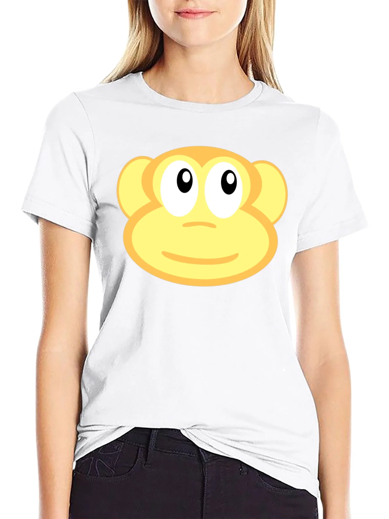 Rebbecca Monkey Face Graphic Black T-Shirt