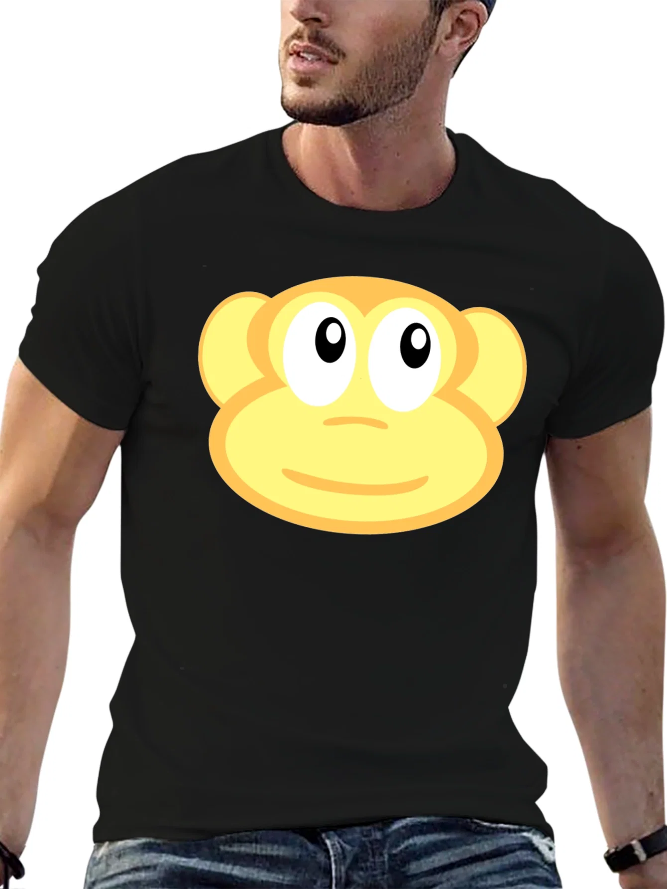 Rebbecca Monkey Face Graphic Black T-Shirt