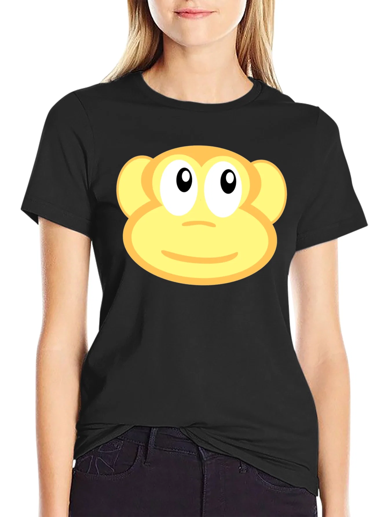 Rebbecca Monkey Face Graphic Black T-Shirt