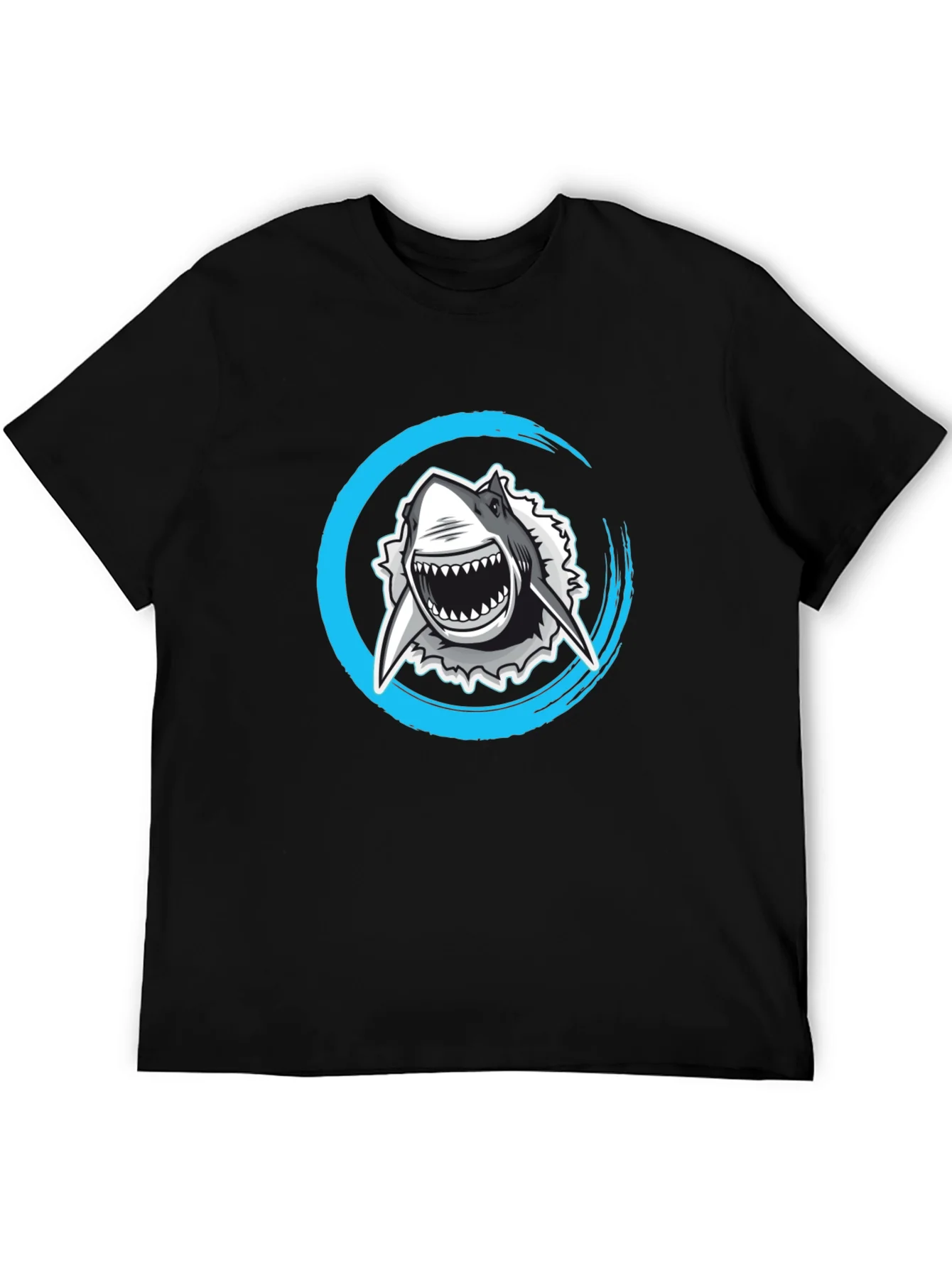 Camiseta Negra con Estampado de Tibur¨®n