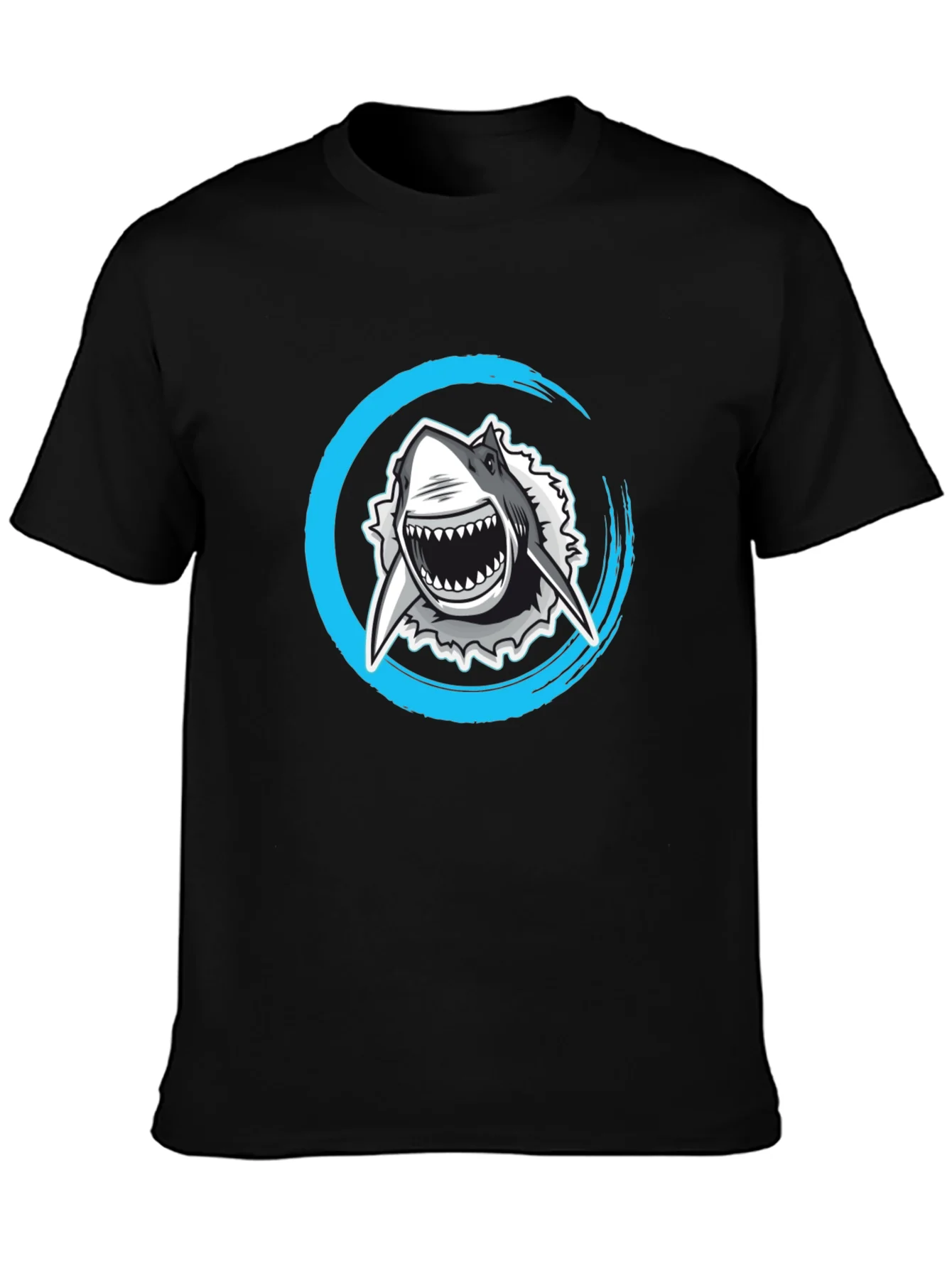 Camiseta Negra con Estampado de Tibur¨®n