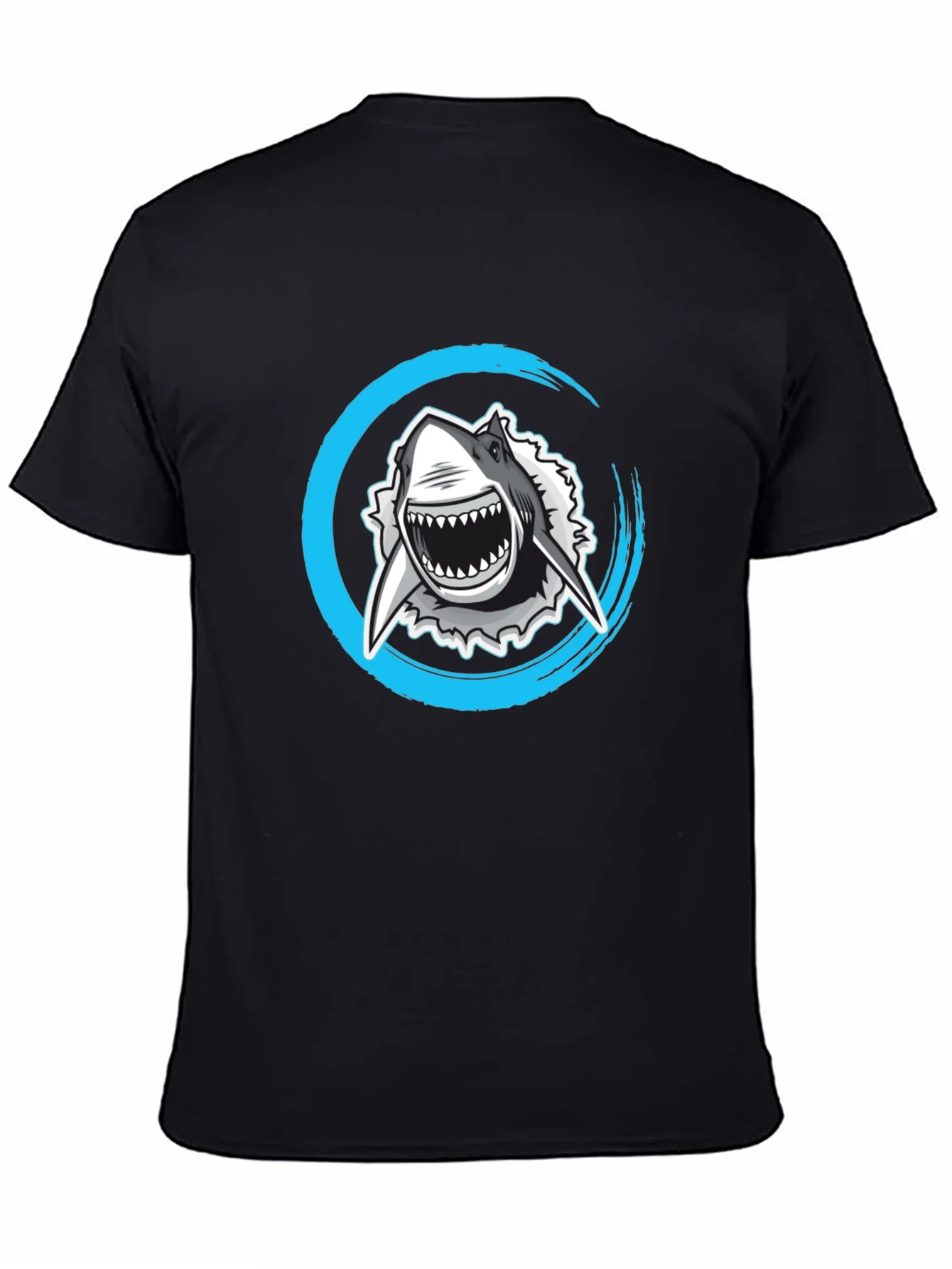 Camiseta Negra con Estampado de Tibur¨®n