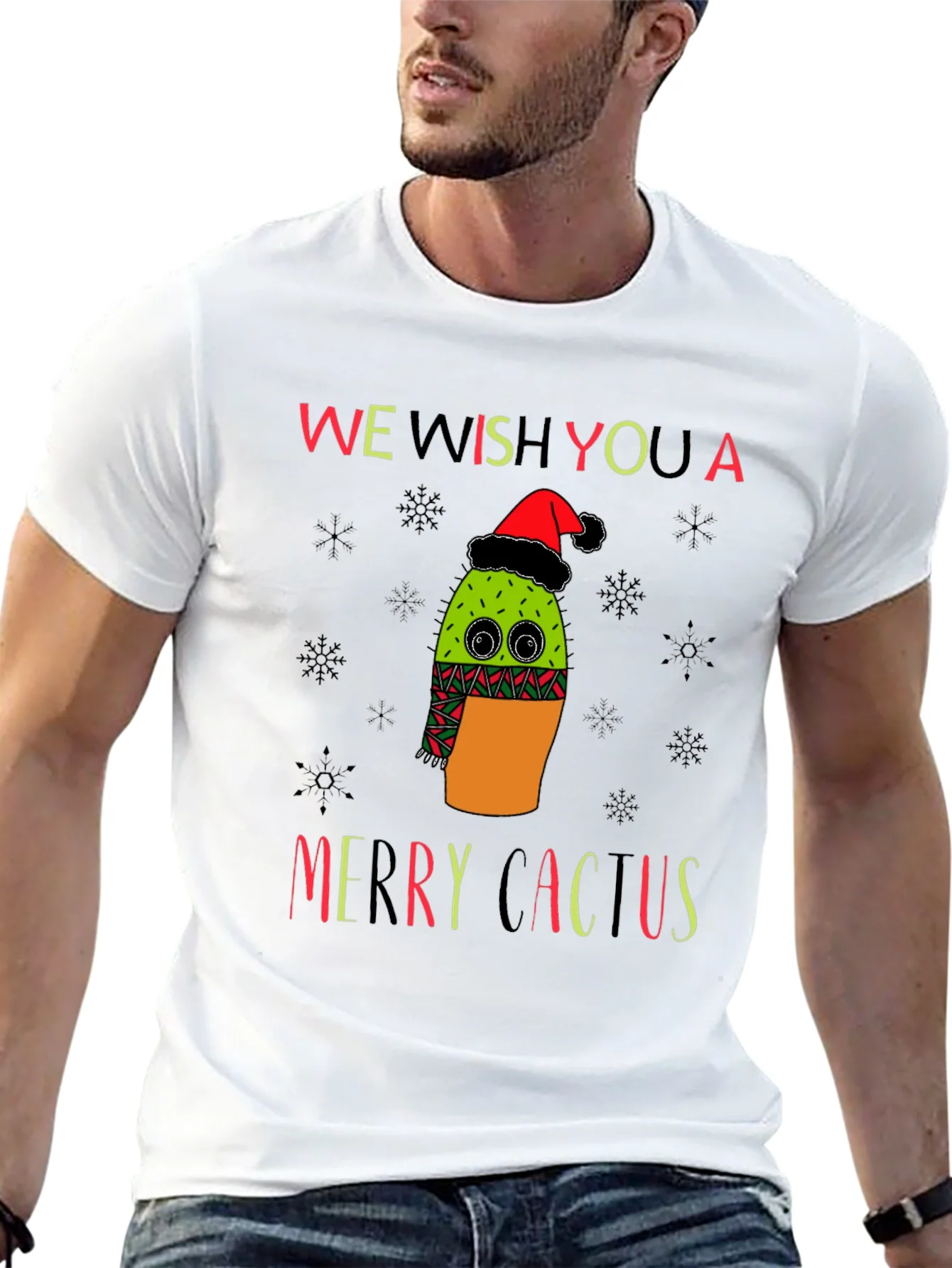 Camiseta Navide?a Cactus Feliz