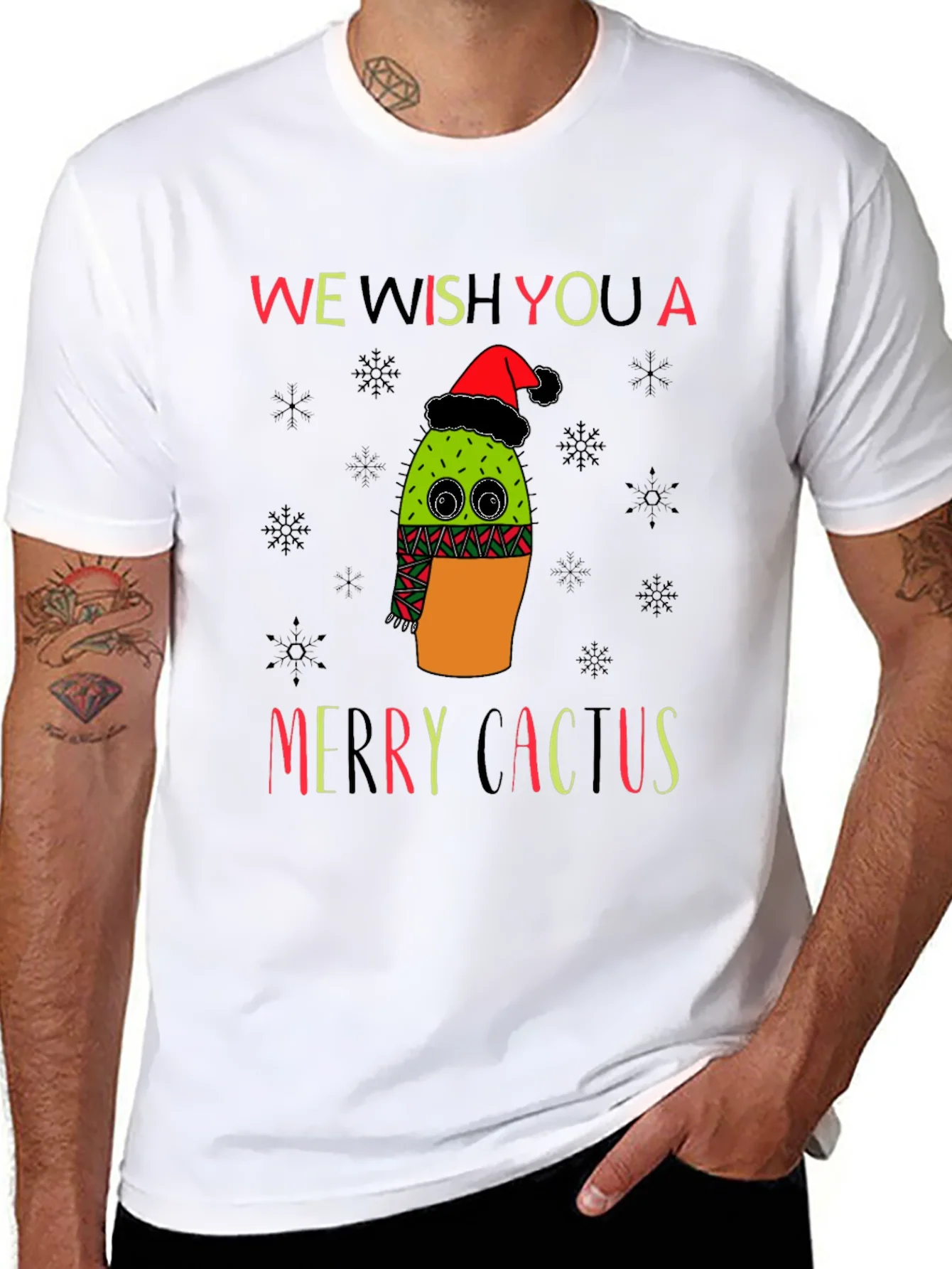 Camiseta Navide?a Cactus Feliz
