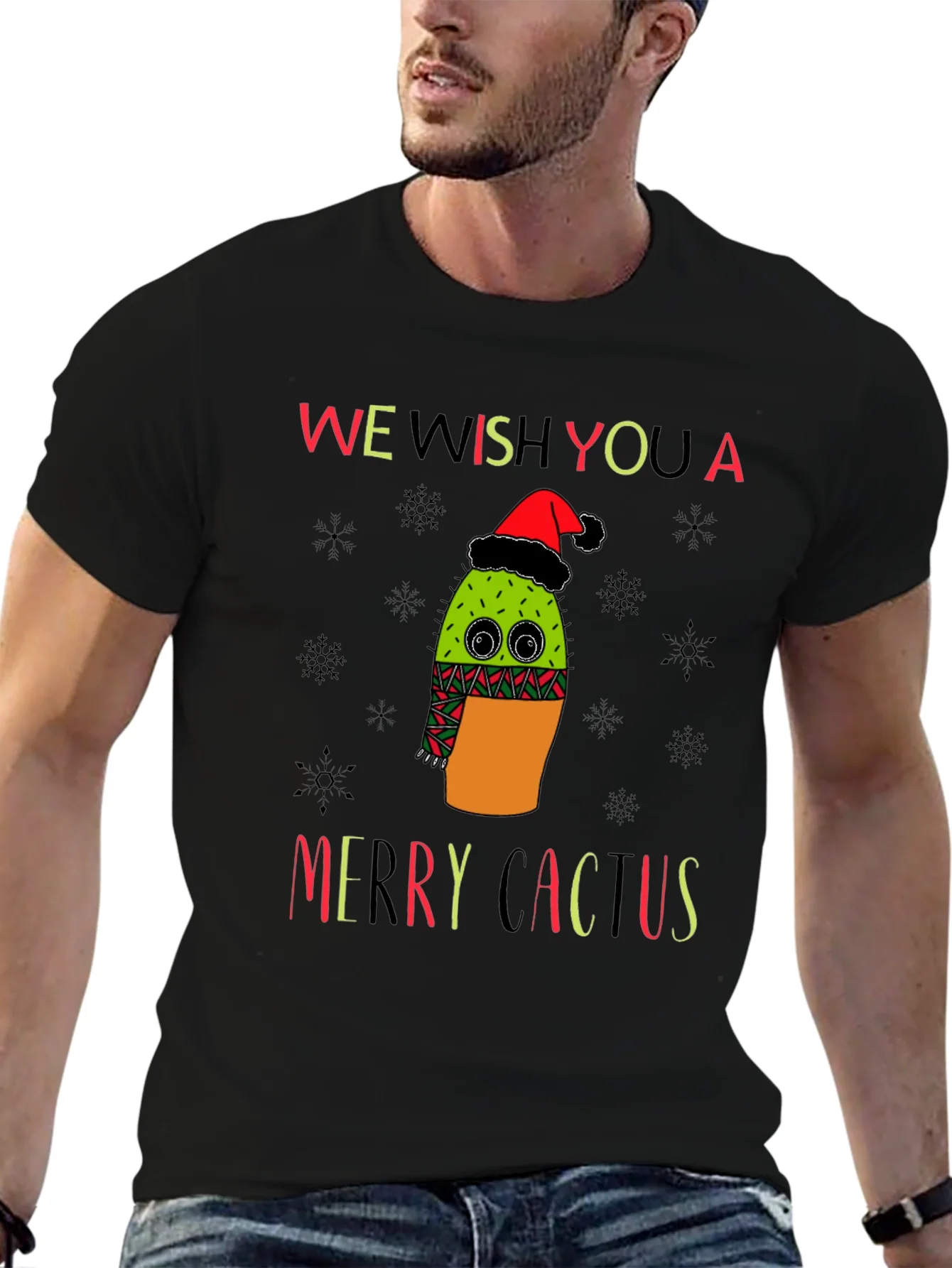 Camiseta Navide?a Cactus Feliz