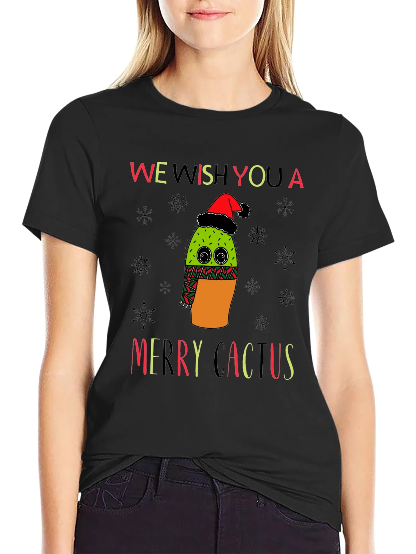 Camiseta Navide?a Cactus Feliz