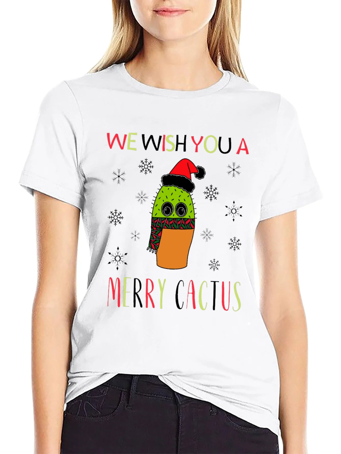 Camiseta Navide?a Cactus Feliz