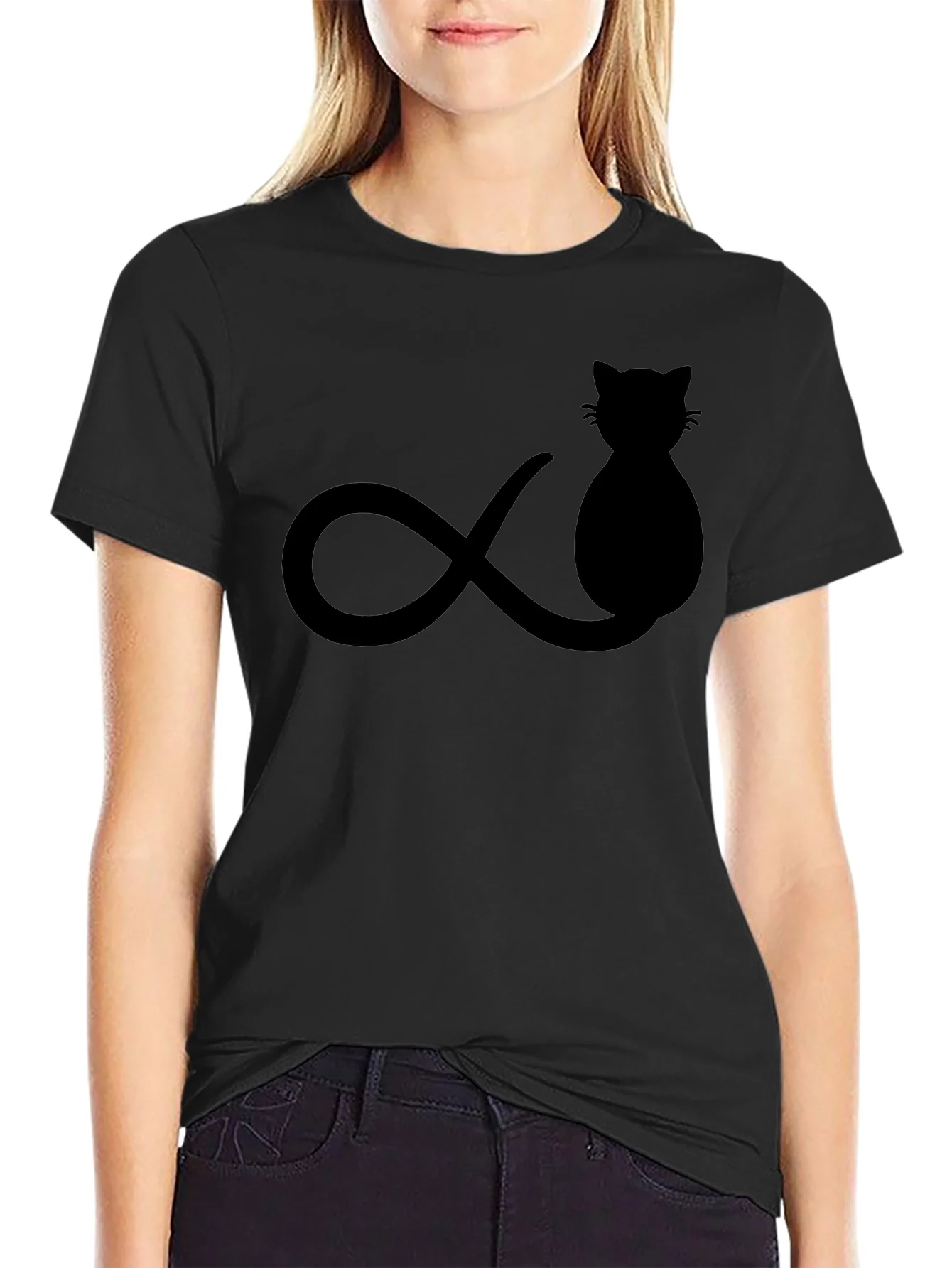 Camiseta Negra Gato Infinito Hombre