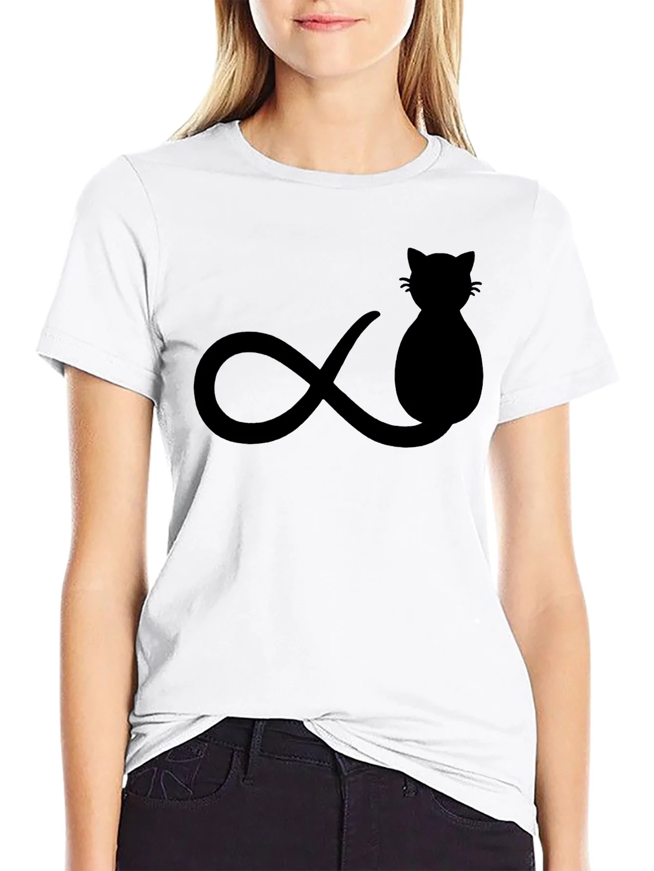 Camiseta Negra Gato Infinito Hombre