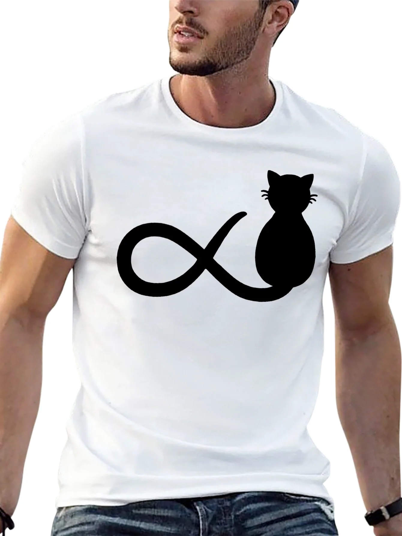 Camiseta Negra Gato Infinito Hombre