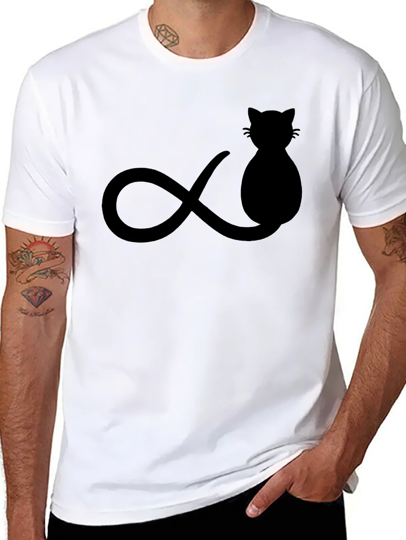 Camiseta Negra Gato Infinito Hombre