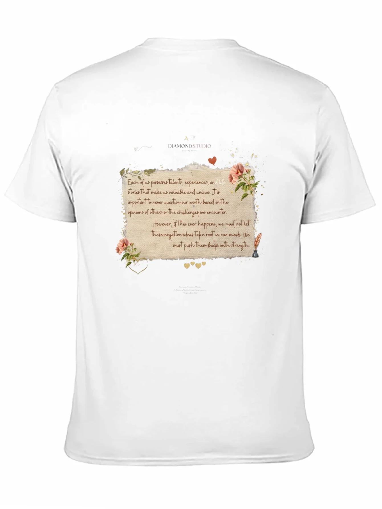 Camiseta Negra con Mensaje Inspirador Floral