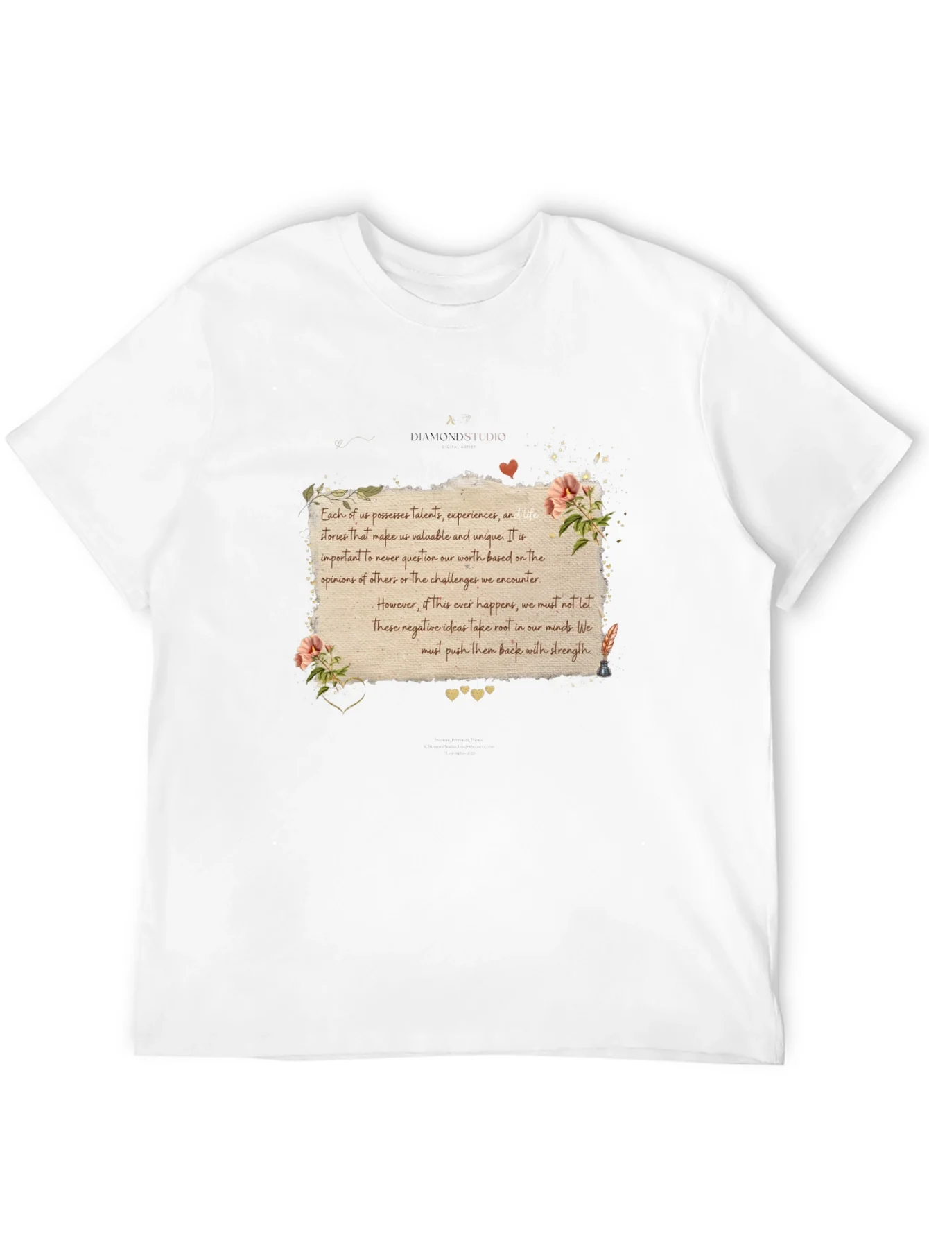 Camiseta Negra con Mensaje Inspirador Floral