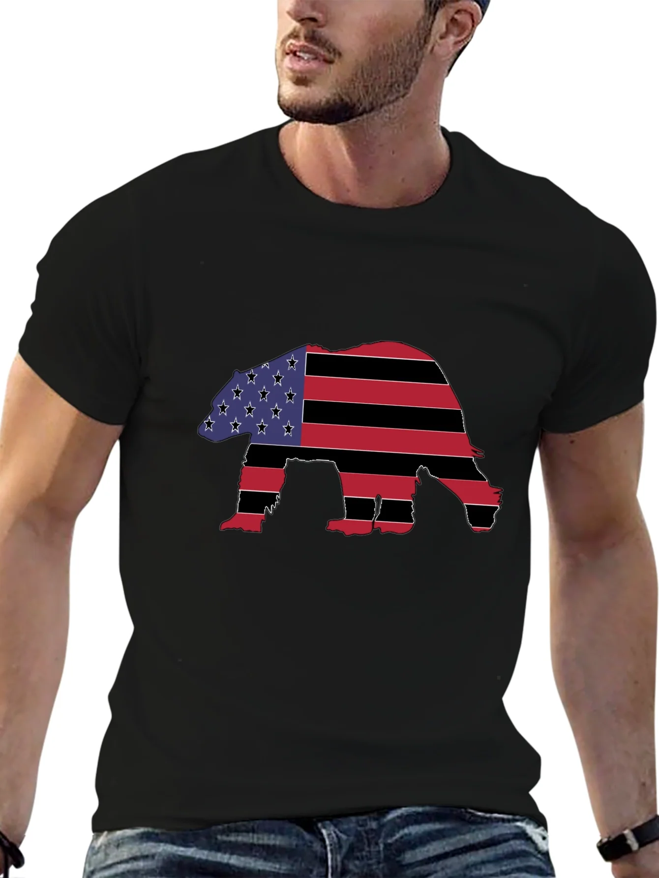 Rebbecca American Flag Bear Graphic T-Shirt