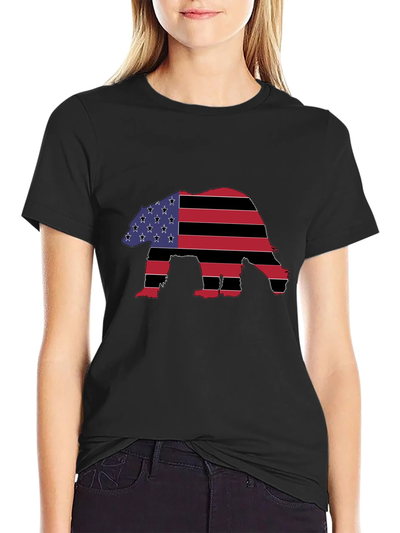 Rebbecca American Flag Bear Graphic T-Shirt